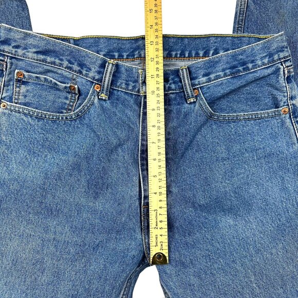 Levis 505 Regular Fit Blue Denim Mens Jeans Size 36x30 - Picture 13 of 13